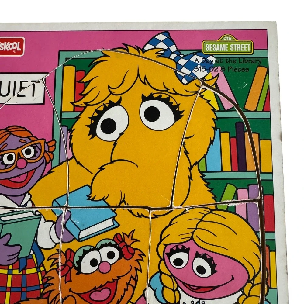 Playskool Sesame Street A Day at the Library Zoe Wooden Puzzle 1994‎ Ages 2-5